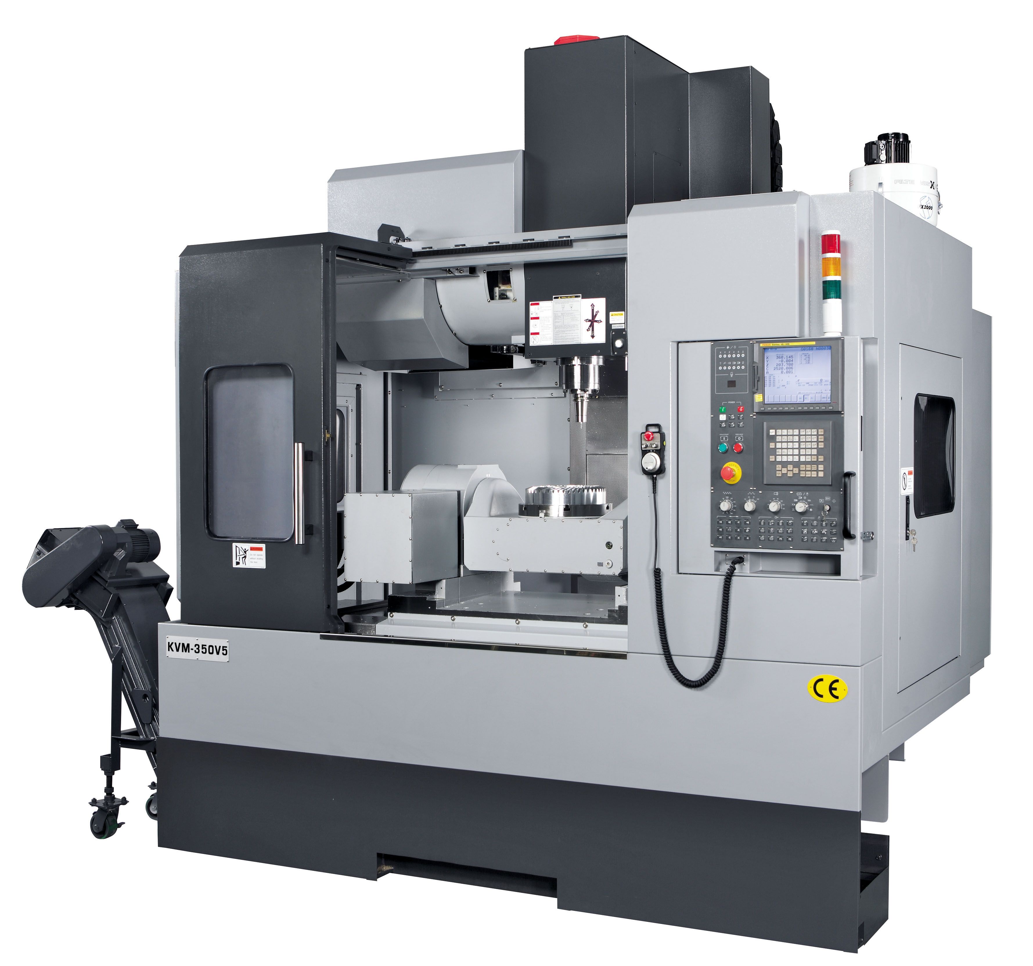 CNC milling machine cutting a metal part